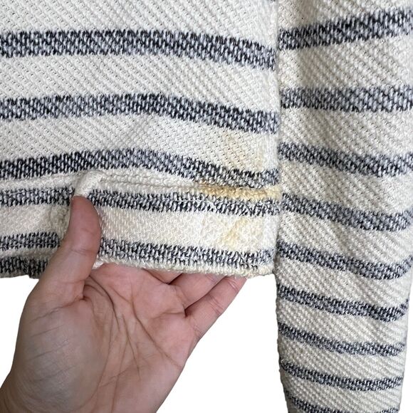 BCBGMAXAZRIA Levi Striped Asymmetrical Zip Cropped Moto Jacket FLAW White XS - Picture 8 of 10